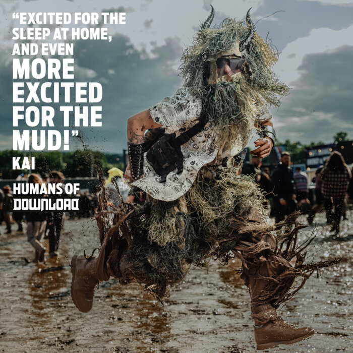 Download fan Kai striking a pose with caption text: 'Excited for the sleep at home, and even more excited for the mud!' - Kai - Humans of Download