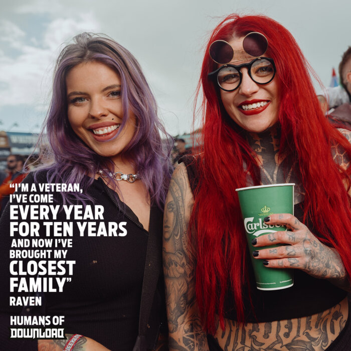 Download fan Raven striking a pose with caption text: 'I’m a veteran, I’ve come every year now for ten years and now I’ve brought my closest family.' – Raven – Humans of Download