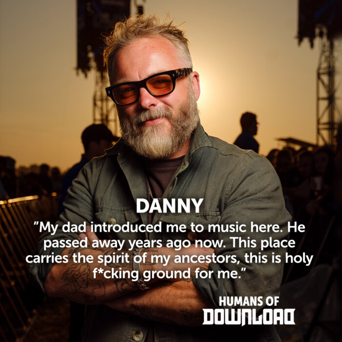Download photographer Danny striking a pose with caption text: 'My dad introduced me to music here. He passed away years ago now. This place carries the spirit of my ancestors, this is holy f*cking ground for me.' - Danny - Humans of Download