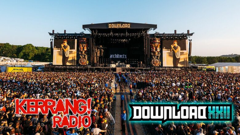 Download Festival's apex stage with the #DLXXII and Kerrang! Radio logos on it