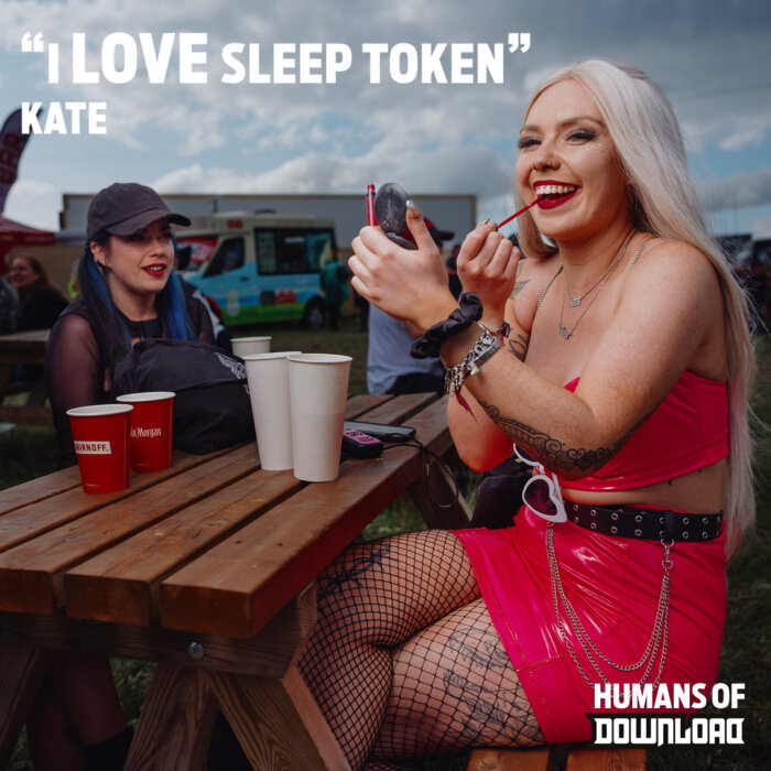 Download fan Kate striking a pose with caption text: 'I love Sleep Token' - Kate - Humans of Download