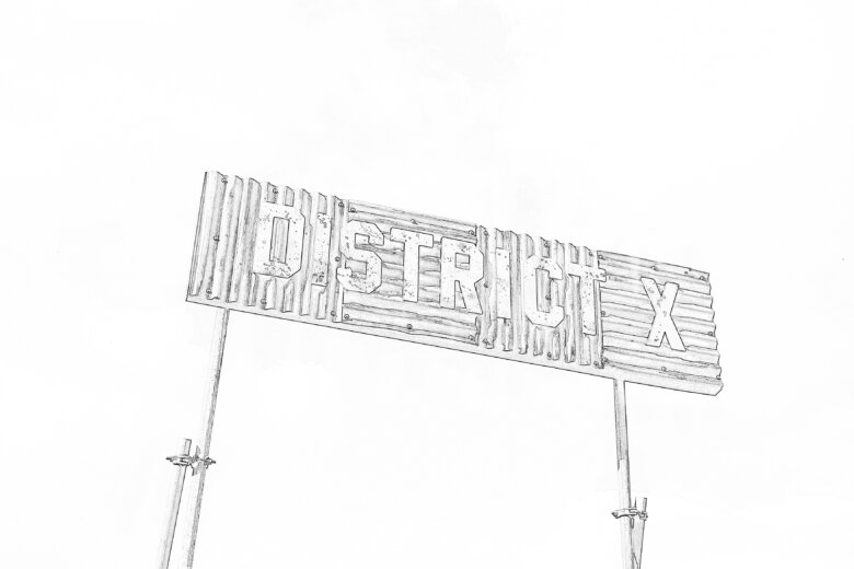 Outline of District X sign