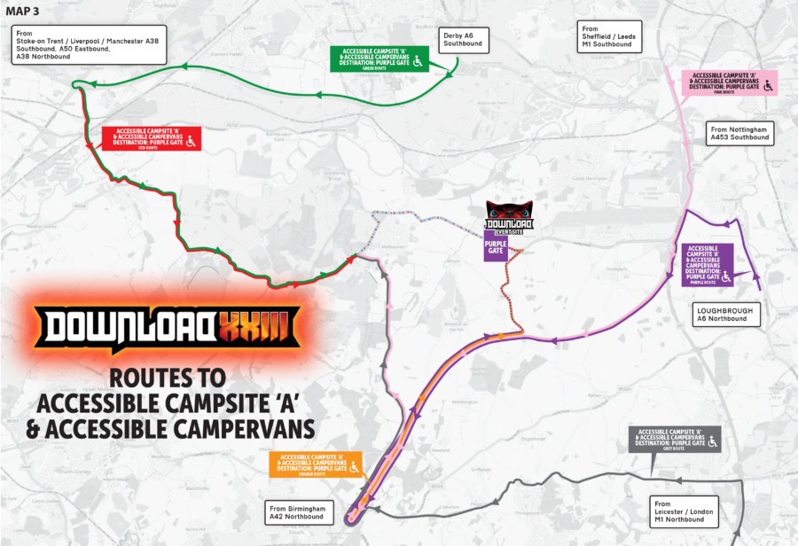 Routes to Accessible Campsite 'A' & Accessible Campervans map