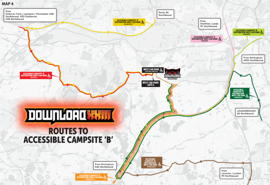 Routes to Accessible Campsite 'B' map