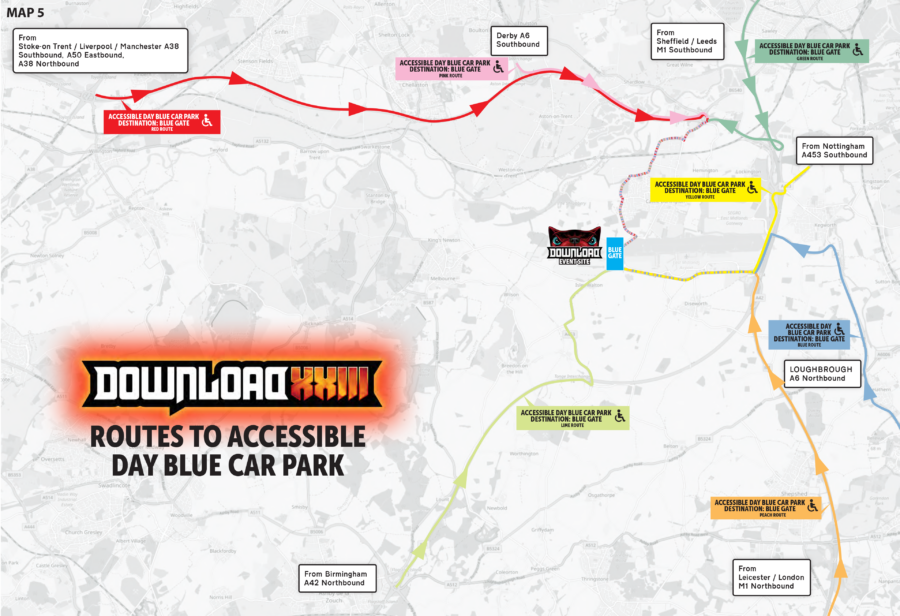 Routes to Accessible Day Blue Car Park map