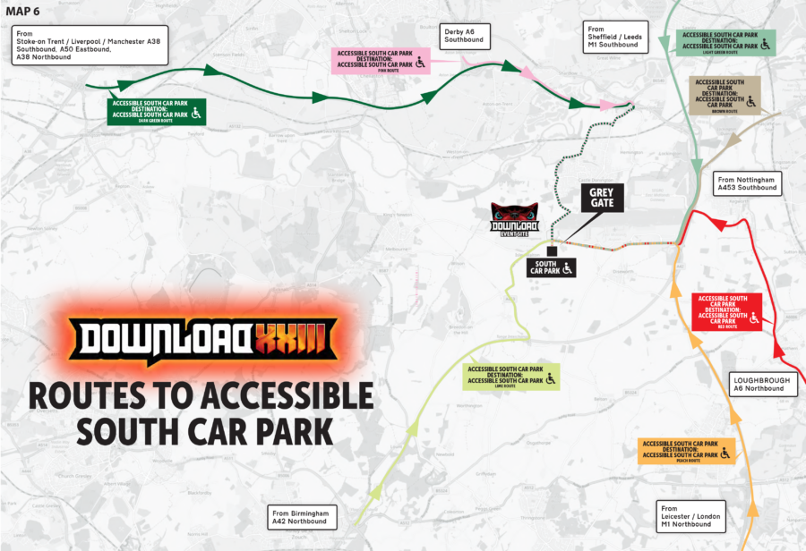 Routes to Accessible South Car Park map
