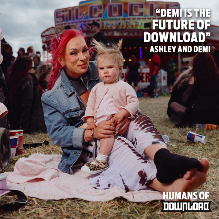 Download fans striking a pose with caption text: ‘Demi is the future of Download.’ - Ashley and Demi - Humans of Download