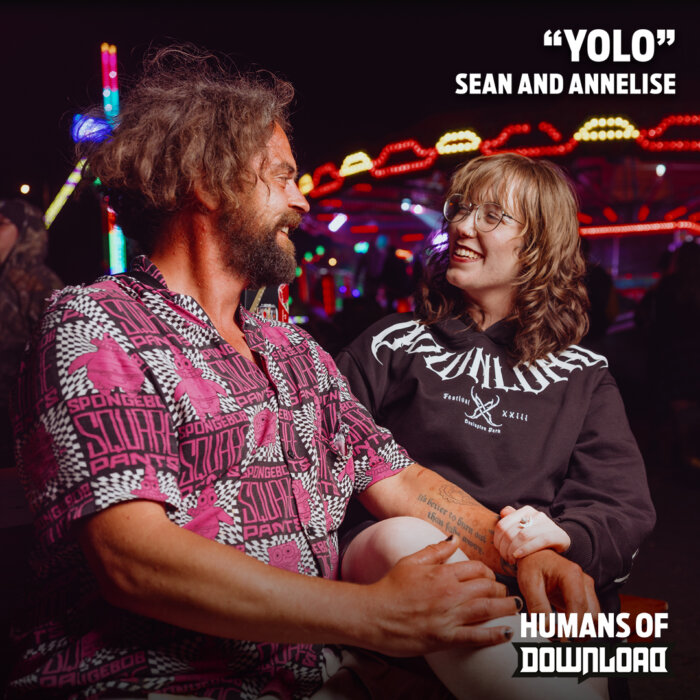 Download fans striking a pose with caption text: ‘YOLO.’ - Sean and Annelise - Humans of Download