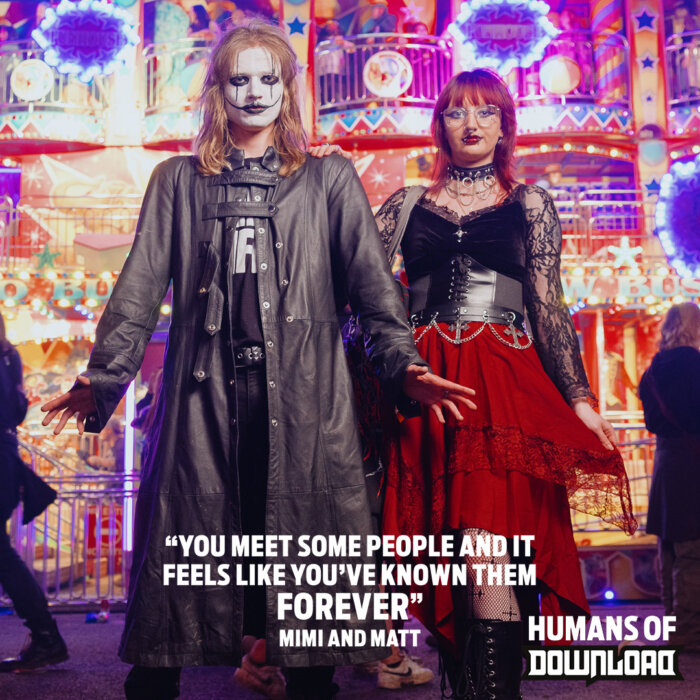 Download fans striking a pose with caption text: ‘You meet some people and it feels like you've known them forever’ - Mimi and Matt - Humans of Download