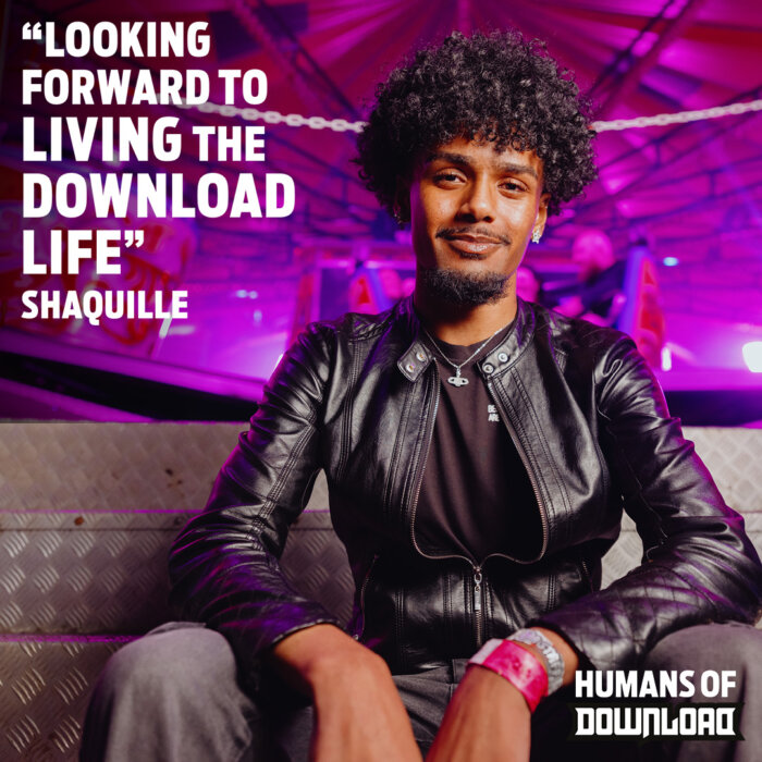 Download fan striking a pose with caption text: ‘Looking forward to living the Download life' - Shaquille - Humans of Download